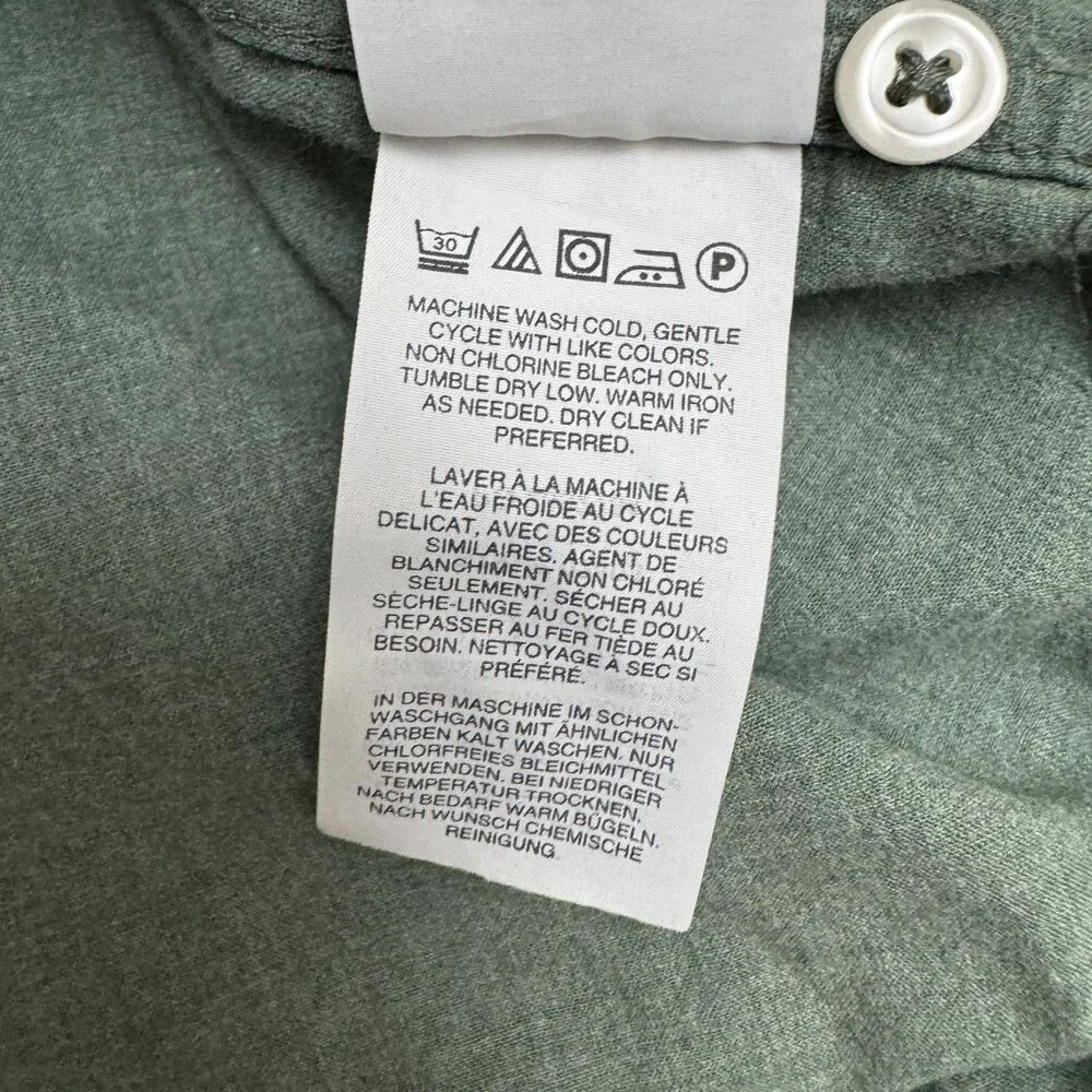 J.Crew Slim Fit Long Sleeve Button Down Shirt Large Olive Green Washed Cotton
